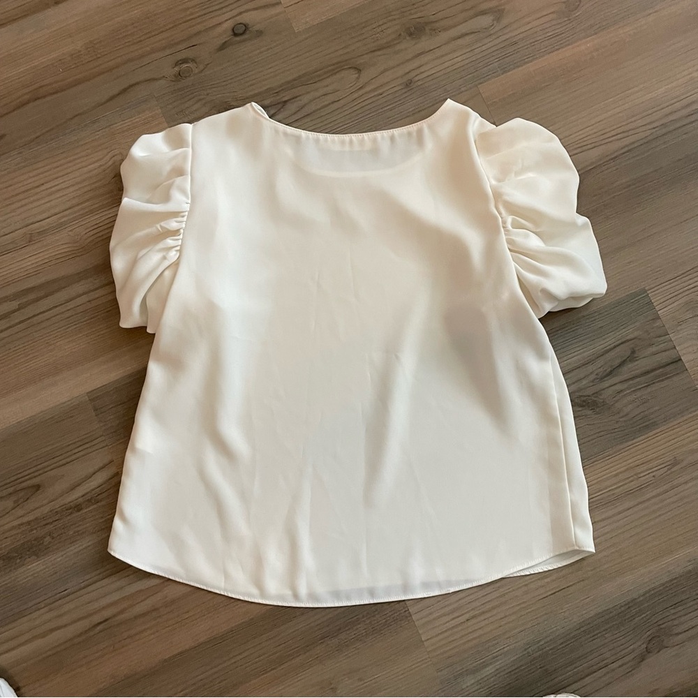 Amanda Uprichard Ivory Puff Sleeve Merris Top * Revolve * Size Medium - Picture 10 of 10